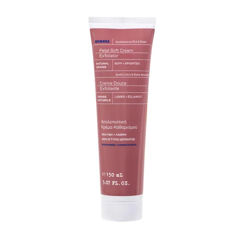 KORRES Apothecary - Crema facial exfoliante de rosa silvestre, exfoliante diario suave con polvo de pétalos de rosa y aceites vegetales, mejora la