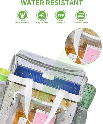Miniatura 92 de MAY TREE Bolsa transparente para eventos en estadios de 12 x 6 x 12 pulgadas, bolsa de almuerzo transparente con correas reforzadas para trabajo