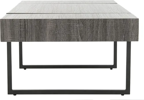 Miniatura 6 de SAFAVIEH Home Collection - Mesa de centro rectangular moderna Tristan con parte superior de madera negra y base de metal negro, mesa minimalista