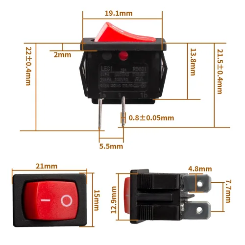 Miniatura 4 de Interruptor basculante de 8 amperios de 4 pines para aspiradora de tienda húmeda y seca, interruptor de encendido y apagado para aspiradora
