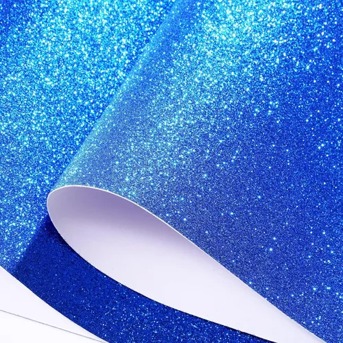Miniatura 8 de FunStick Cartulina azul real con purpurina de 15.8 x 78.8 pulgadas, papel de purpurina azul autoadhesivo, cartulina brillante para Cricut