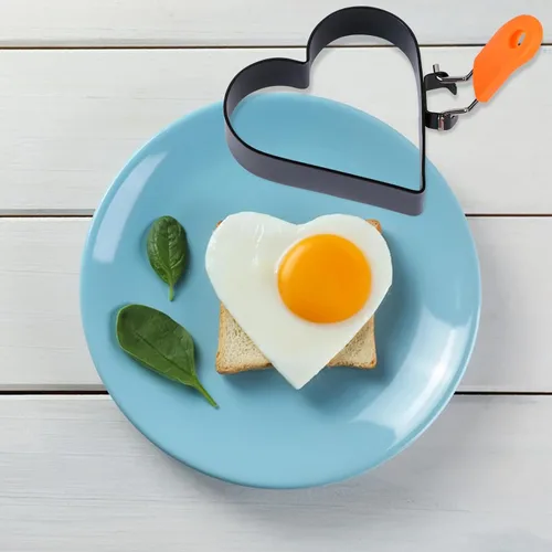 Miniatura 4 de Anillos de huevo profesionales, 3.5 pulgadas en forma de corazón, anillos de tortilla de acero inoxidable, antiadherentes, molde para panqueques