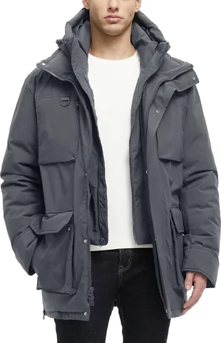 Miniatura 7 de Chaquetas largas de invierno para hombre, parka impermeable de dos piezas con capucha, abrigos cálidos de nieve con capucha