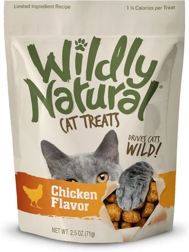 Wildly Natural Golosinas para gatos, golosinas bajas en calorías, sin granos, aperitivos saludables hechos con ingredientes naturales, Kitten