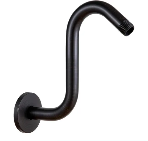 Miniatura 17 de OFFO Brazo de extensión de cabezal de ducha de 10 pulgadas, brazo de ducha en forma de S de níquel cepillado con brida, extensión de brazo de ducha