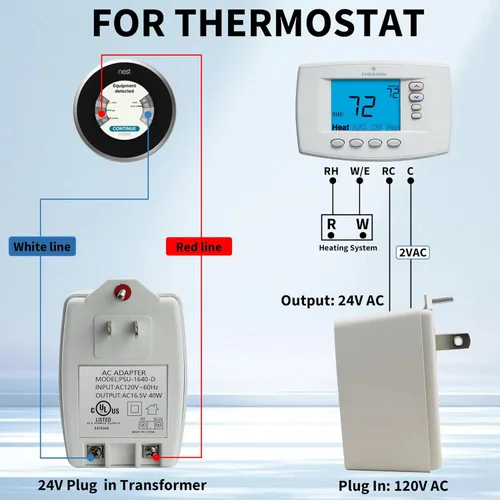 Miniatura 3 de Timbre de puerta de 16.5 V 40 VA enchufable de reajuste automático de transformadores de CA de seguridad, compatible con Ring Video Doorbell Pro