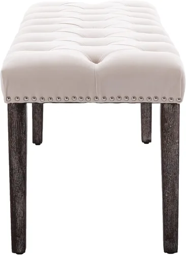 Miniatura 8 de KCC Banco otomano tapizado con botones, bancos tapizados de terciopelo para dormitorio, reposapiés, banco decorativo para entrada, comedor, sala