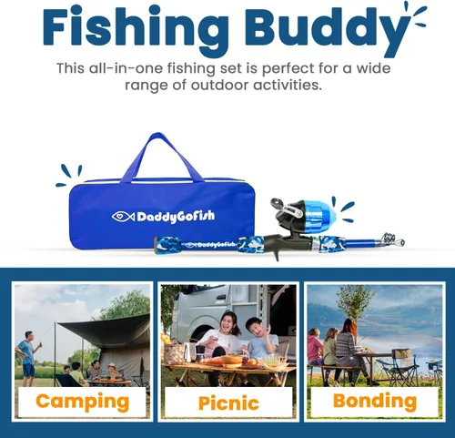 Miniatura 6 de DaddyGoFish Kids Fishing Pole - Rod Reel Combo Tackle Box Starter Set - First Year Small Dock Gear Kit for Boys Girls Toddler Youth Age Beginner