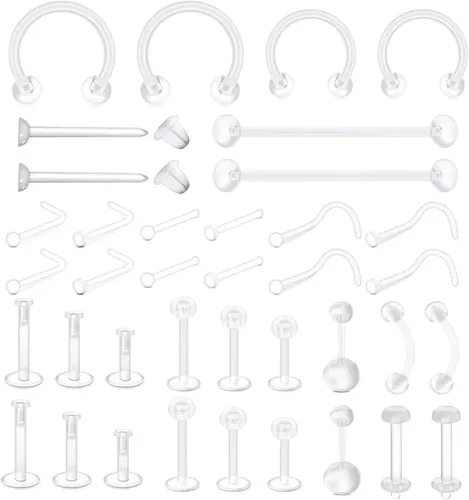 Miniatura 2 de Aretes transparentes para deporte/trabajo, aretes de plástico de 3 mm para orejas sensibles, aretes de tuerca transparentes invisibles de 100 pares