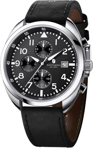 Miniatura 13 de SAPPHERO Reloj de lujo para hombre, resistente al agua, 164.0 ft, correa de silicona, analógico, de cuarzo, con fecha, reloj de pulsera clásico