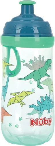 Miniatura 4 de Nuby Vaso de 2 etapas con boquilla de silicona antiderrames y ventana emergente de flujo libre, 12 onzas, surtido (colores/diseños pueden variar)