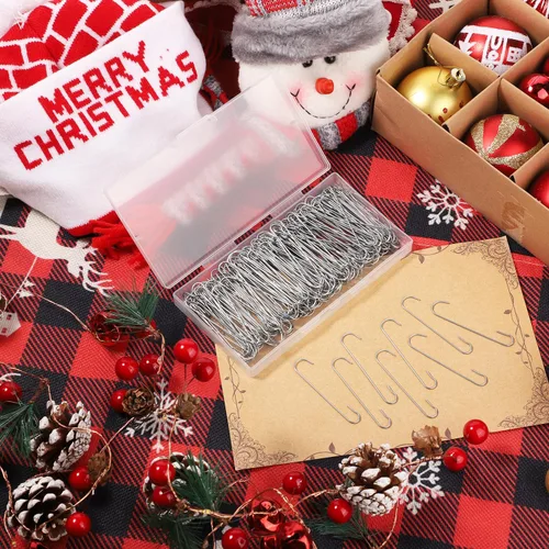 Miniatura 4 de SAVITA 200 ganchos para adornos de Navidad, 2.4 x 0.5 pulgadas, ganchos para adornos de árbol de Navidad en forma de C con caja de almacenamiento
