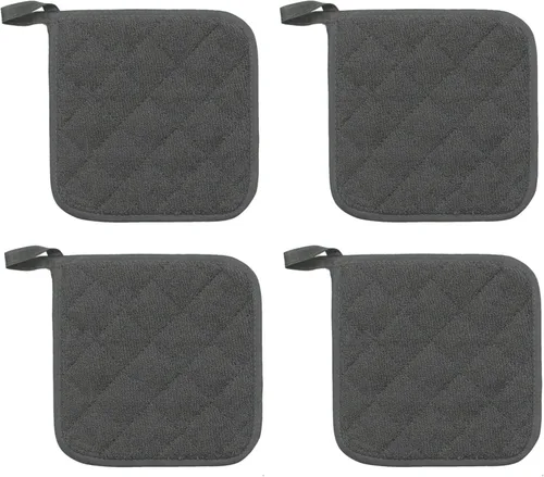 Miniatura 2 de Juego de 4 soportes de algodón para ollas de algodón, lavables a máquina, resistentes al calor, para uso diario, cocina, almohadillas calientes, Gris