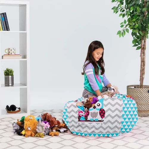 Miniatura 5 de Posh Funda de Silla Puf Rellenable para Almacenamiento de Animales de Peluche para Niños - Organizador de Juguetes Infantiles, Grande-38 - Lona