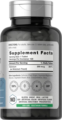 Miniatura 2 de Horbäach Suplemento de selenio para mujeres y hombres 200 mcg 120 tabletas como levadura de selenio Vegetariano, sin OMG y sin gluten