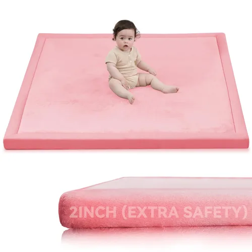 Miniatura 69 de Huloo Sleep - Tapete de juego para bebé, tapete de espuma viscoelástica de 1.3 pulgadas de grosor, terciopelo coral suave, antideslizante, Gris