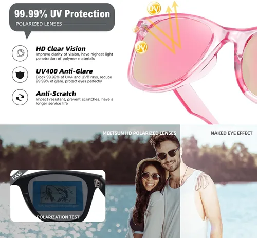 Miniatura 74 de MEETSUN Polarized Sunglasses for Women Men Classic Retro Square Frame Driving Sun Glasses UV Protection