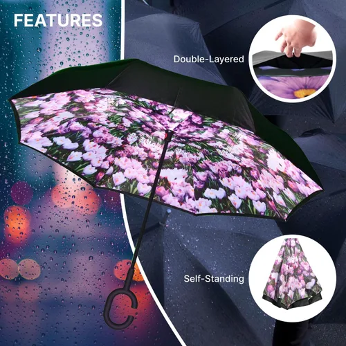 Miniatura 3 de Topsy Turvy Inverted Umbrella Windproof, UV Protection, Drip-Free, C-Shape Handle for Hand-Free Use, Self-Standing
