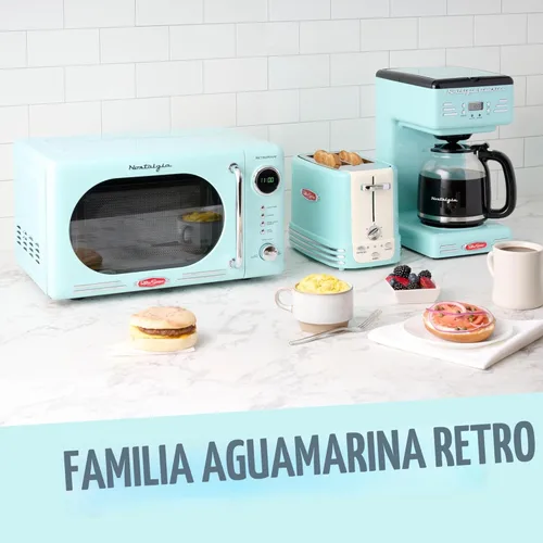 Miniatura 5 de Nostalgia Cafetera programable retro de 12 tazas con pantalla LED, apagado automático y mantiene el calor, función de pausa y servicio, aguamarina