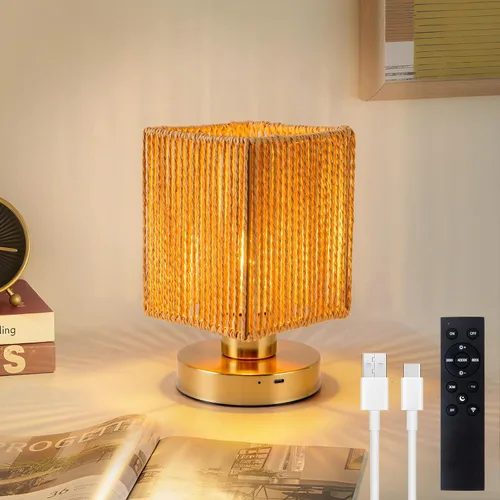 Miniatura 12 de Lámpara de mesa pequeña a pilas, 3 temperaturas de color, recargable, control táctil, lámpara de escritorio regulable, luz nocturna LED inalámbrica