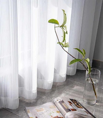 Miniatura 5 de KyMar 1 panel, cortinas traslúcidas blancas filtrantes de luz, con ojales en la parte superior, para ventana, dormitorio, sala de estar, panel