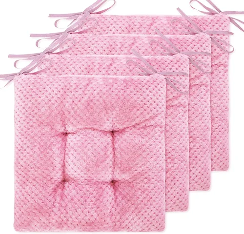 WONDER MIRACLE Paquete de 4 cojines de asiento/silla para sillas de comedor, silla de oficina, automóvil, suelo, aire libre, patio, lavable a Rosa