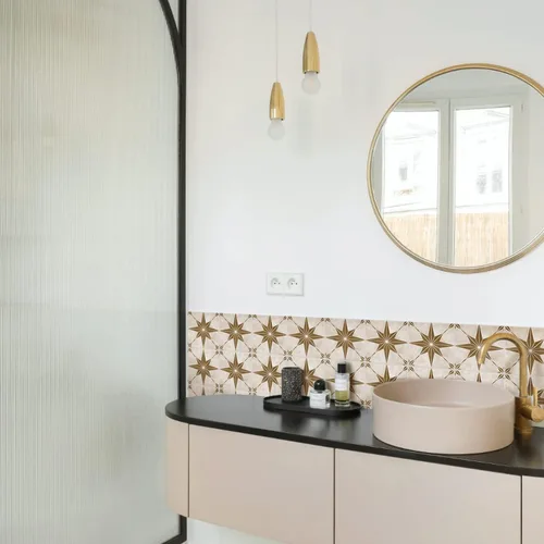 Miniatura 18 de Adhesivos de vinilo para azulejos de pared autoadhesivos, calcomanías impermeables para decoración de cocina, baño, línea ondulada de abulón, 6 x 6