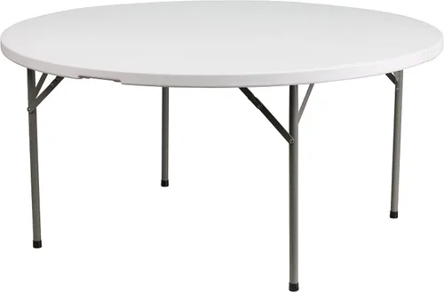 Miniatura 10 de Flash Furniture Elon Mesa plegable redonda de plástico blanco granito de 5 pies