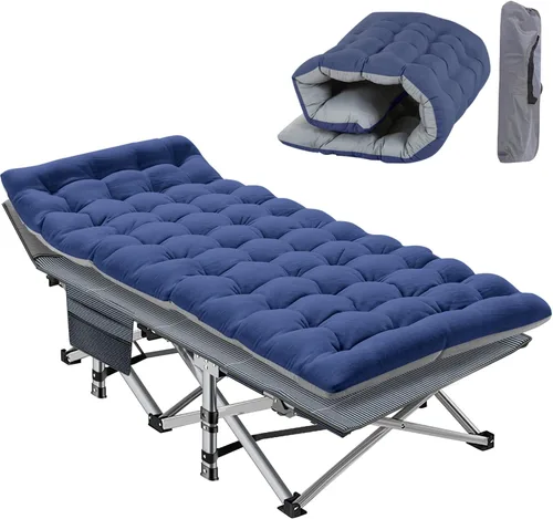 Miniatura 13 de Slsy Catre de camping plegable para adultos con almohadilla, catres de dormir portátiles acolchados, cama de campamento con bolsa de transporte