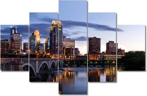 Miniatura 67 de TUMOVO Fotos en lienzo de Estados Unidos, Cincinnati, Ohio, Skyline at Dusk para tu sala de estar, impresiones de paisaje urbano de rascacielos