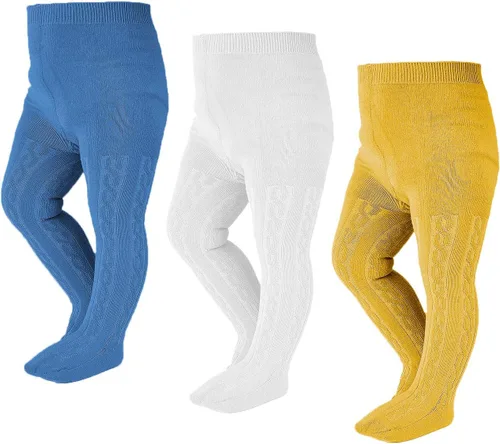 Miniatura 77 de EPEIUS - Pantimedias de punto trenzado, mallas gruesas de algodón para recién nacidos, bebés o niñas pequeñas, paquete de 3, 4, 5 y 6