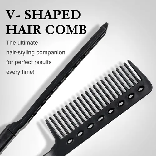 Miniatura 2 de Peine alisador de cabello – Herramienta de peinado en forma de V segura al calor, sin enredos, para planchas planas y rizadores, listo para viajar