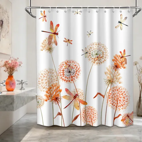 Miniatura 16 de Cortina de ducha floral para primavera y verano, flores silvestres, flores y mariposas, decoración de baño, tela impermeable con ganchos, 70