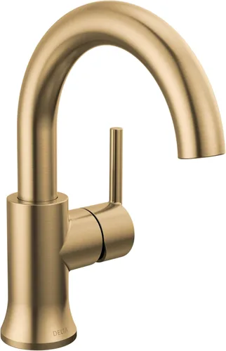 Delta Faucet Trinsic Grifo de Baño de Un Solo Orificio, Grifo de Lavabo de Baño Dorado, Grifo de Baño de Una Sola Manija, Tecnología Diamond Seal,