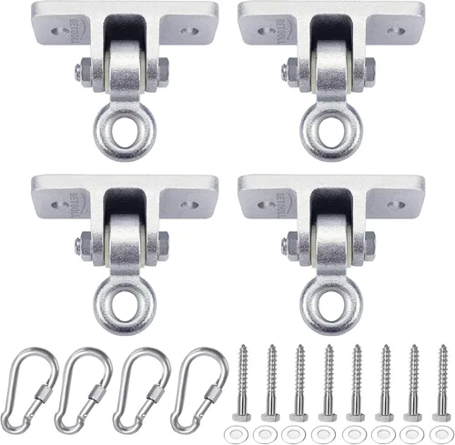 Miniatura 10 de BETOOLL HW9015 Set de 2 colgadores resistentes para hamaca para sets de madera, parque infantil, porche, interior, exterior y ganchos de cierre