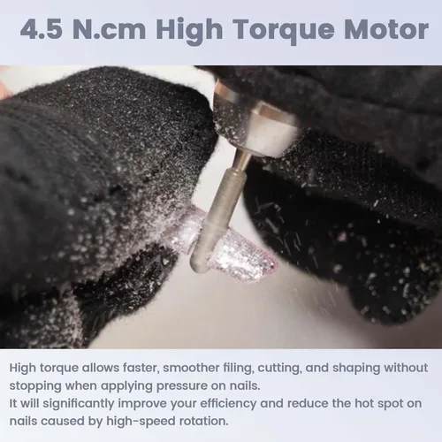 Miniatura 3 de Delanie Taladro de Uñas Profesional de Alto Torque 35000 RPM Recargable Portátil Eléctrico Lima de Uñas para Acrílico y Gel con Puntas para Negro
