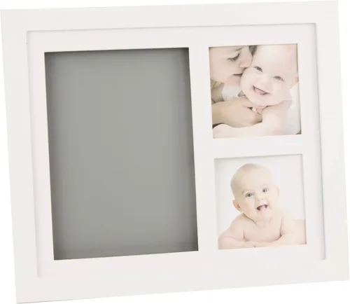 Kit de manos y huellas de bebé, marco blanco, 2 fotos, marco de fotos para bebés y recuerdo de registro, kit de fundición personalizado para recién