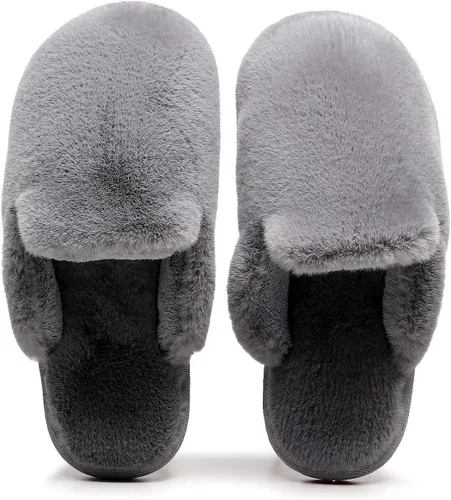 Miniatura 4 de Pantuflas de espuma viscoelástica para mujer, peludas, peludas, para exteriores, interiores, cálidas, acogedoras, suaves, planas, cómodas