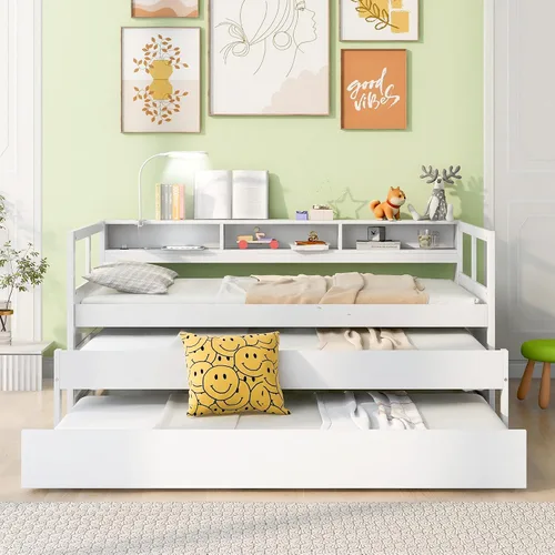 Miniatura 25 de Sofá cama de madera de diseño clásico, sofá cama, cama de plataforma, tamaño individual con salud y comodidad para dormitorio, estudio, sala