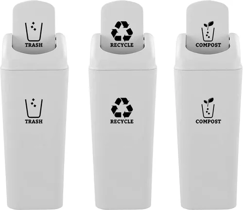 Juego de 3 calcomanías de vinilo de reciclaje para basura, contenedor de compost, símbolo de cubo de reciclaje para organizar contenedores de basura