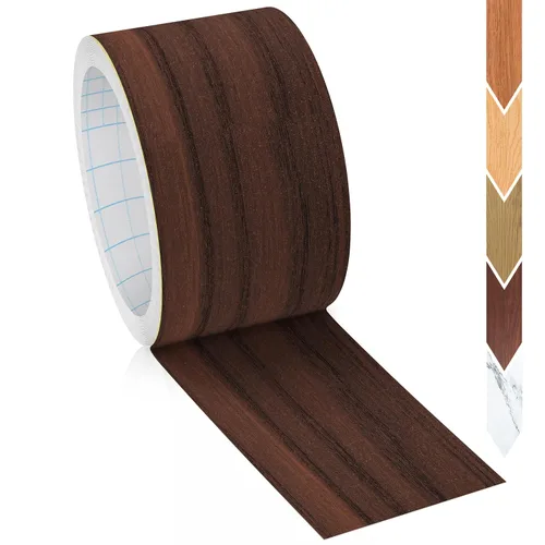 Miniatura 45 de GSCIT Club Banda de Borde de Abedul, rollo de 1 1/2 pulgadas x 25 pies de Banda de Borde de Chapa Preencolada Flexible, Banda de Cinta de Madera Real