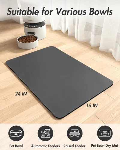 Miniatura 7 de MontVoo - Alfombrilla absorbente para alimentación de mascotas - Alfombrilla para mascotas sin manchas para cuenco de comida y agua - Alfombrilla