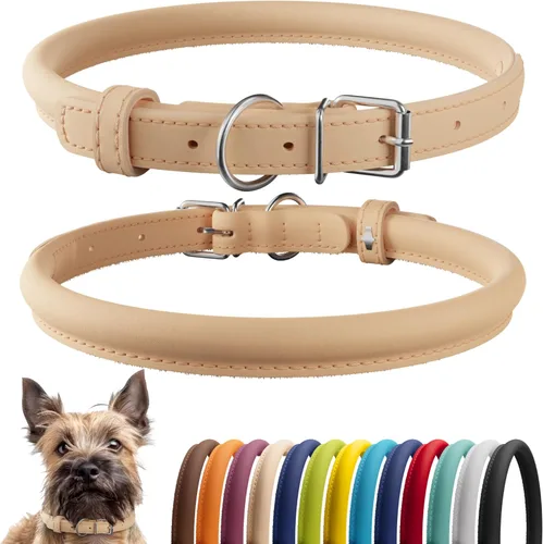 Miniatura 93 de CollarDirect Collar de perro con tachuelas, collares de cuero para mascotas para perros pequeños, medianos y grandes, acolchado suave, marrón, negro