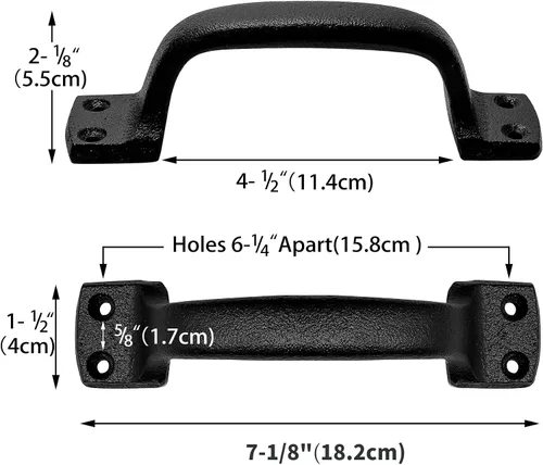 Miniatura 2 de Manijas de puerta de granero, mango de puerta de hierro fundido negro, 7 pulgadas, rústica, sólida, resistente, para cerca, tirador, 4