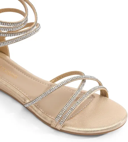Miniatura 5 de DREAM PAIRS - Sandalias de plataforma baja para mujer, con correa al tobillo y diamantes de imitación