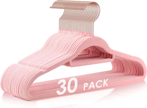 Miniatura 14 de DUDUCOFU Perchas de terciopelo antideslizantes de fieltro, paquete de 50 perchas de terciopelo gris para ropa que ahorran espacio, con gancho