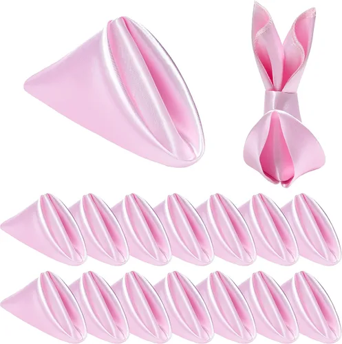 Homiest Paquete de 16 servilletas de satén color rosa rubor – 17 x 17 pulgadas servilletas decorativas cuadradas para boda, banquete, fiesta