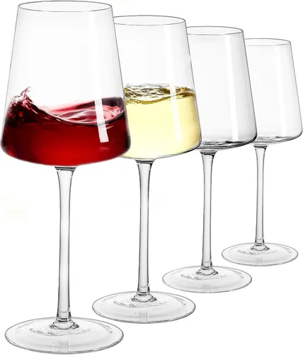 Miniatura 11 de Juego de 4 copas de vino grandes de cristal soplado a mano, copa de vino tinto de tallo alto para boda, aniversario, fiesta, regalo de Navidad