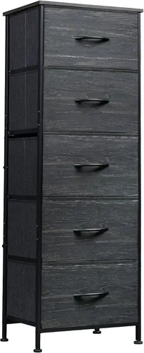 Miniatura 17 de WLIVE Cómoda de tela, cómodas altas de 5 cajones para dormitorio, organizador de cómoda de almacenamiento con cajones de tela, parte superior