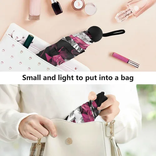 Miniatura 5 de Sombrilla de viaje plegable compacta con protección UV para 99% de protección UV, resistente al viento, a prueba de lluvia, pequeña luz a la moda